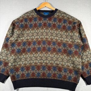 Vintage‎ Towncraft Mens Argyle Pattern Pullover Sweater XXL Acrylic 90's